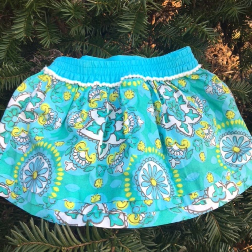 Adorable, NWOT,100% Cotton, Turquoise, Green, & White, Flower Skirt, 3m - Picture 7 of 9